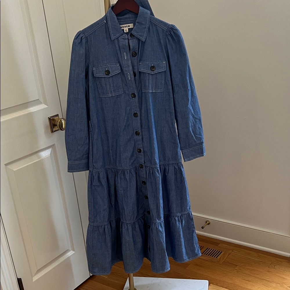 NWOT Boden Blue Long Sleeve Denim Dress